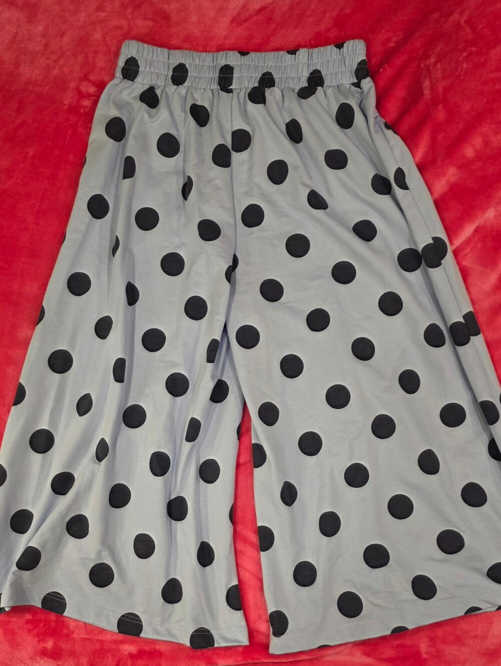 Oddi Blue Polka Dot Wide Leg Cropped Pants - Picture 5 of 9